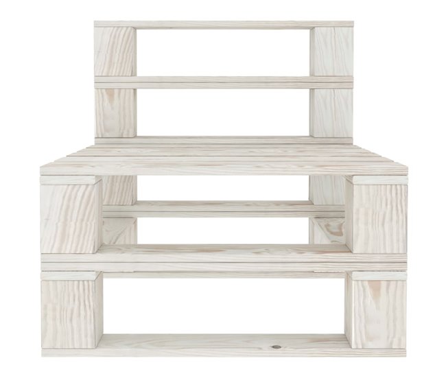 Conforama VidaXL Sofá De Palets De Jardín 4 Plazas Madera Blanco