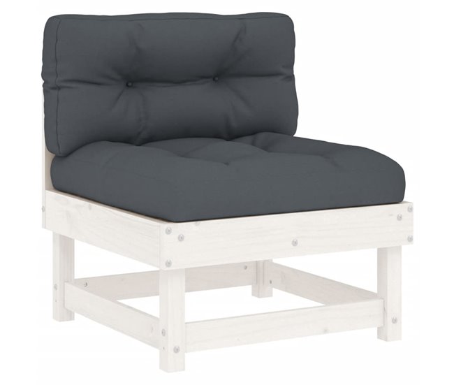 Conforama VidaXL Sofás Centrales Con Cojines 2 Uds Madera Maciza De Pino Blanco