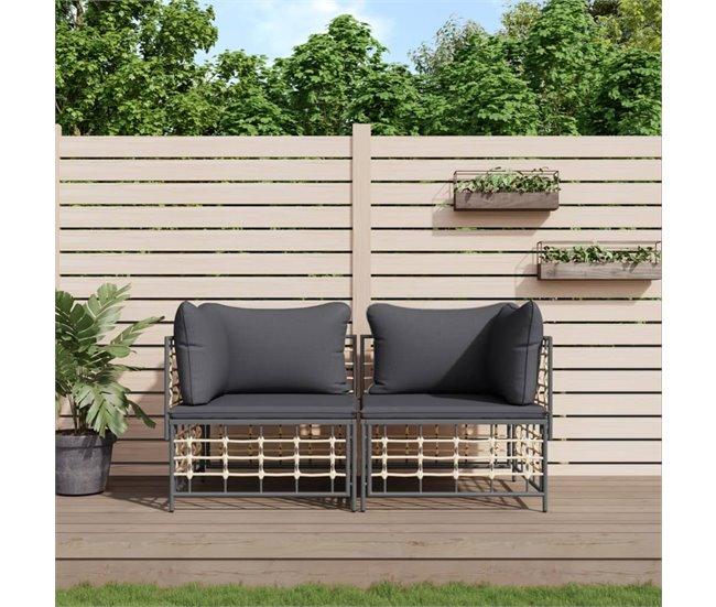 Conforama VidaXL Sofás De Esquina Modulares Con Cojines 2 Uds Ratán Sintético