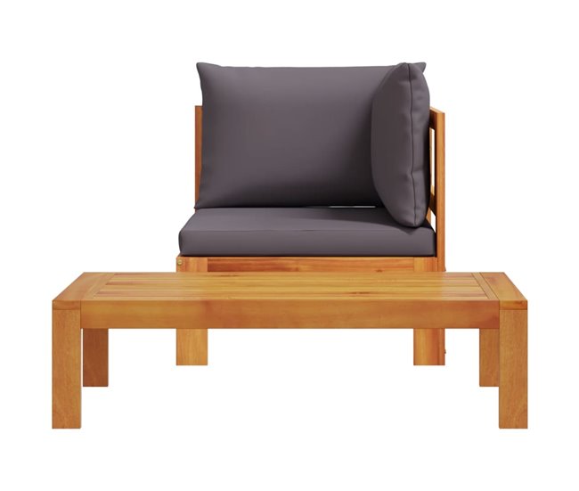 Conforama VidaXL Sofás De Jardín 2 Pzas Con Cojines Madera Maciza Acacia