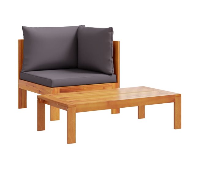 Conforama vidaXL Sofás de jardín 2 pzas con cojines madera maciza acacia