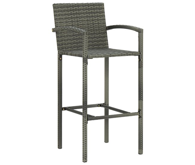 Conforama VidaXL Taburetes De Cocina 2 Unidades Ratán Sintético Gris
