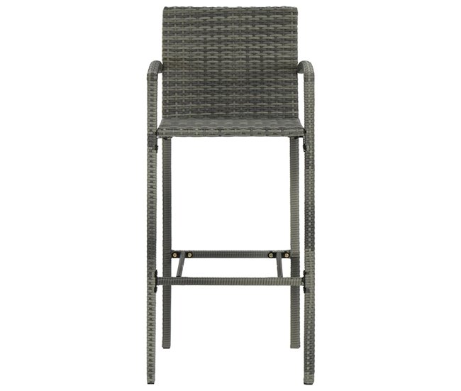 Conforama VidaXL Taburetes De Cocina 2 Unidades Ratán Sintético Gris