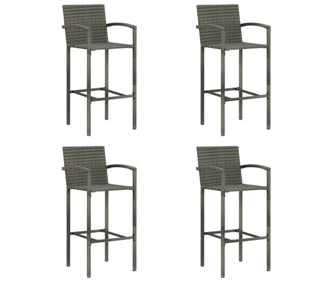 Conforama vidaXL Taburetes de cocina 4 unidades ratán sintético gris