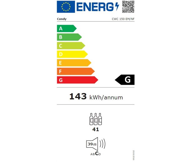 Conforama Vinoteca CANDY CWC 150 Em/n 41 Botellas Negro