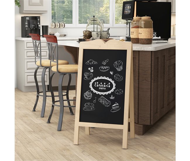 Conforama Vinsetto Pizarra Caballete Con Marco De Madera Pizarra De Pie Magnética Plegable Con 8 Tizas Líquidas Y 6 Tableros Doble Cara 51x42x101 Cm Natural