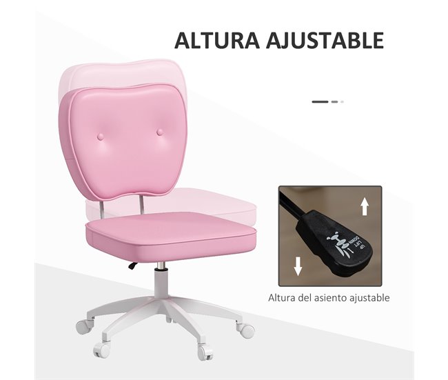 Conforama Vinsetto Silla De Escritorio Tapizada En PU Silla De Oficina Giratoria Con Altura Ajustable Sin Brazos Carga 120 Kg Silla Para Estudio Dormitorio 46x59x82-92 Cm Rosa