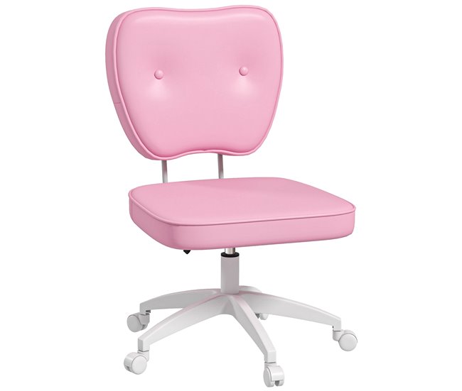 Conforama Vinsetto Silla de Escritorio Tapizada en PU Silla de Oficina Giratoria con Altura Ajustable Sin Brazos Carga 120 kg Silla para Estudio Dormitorio 46x59x82-92 cm Rosa