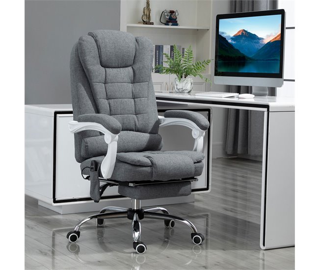 Conforama Vinsetto Silla De Masaje Con 6 Puntos De Masaje Silla De Oficina Silla De Escritorio Reclinable Con Altura Ajustable Función De Calentamiento Reposapiés Y Control Remoto 65x70x111-119 Cm Gris