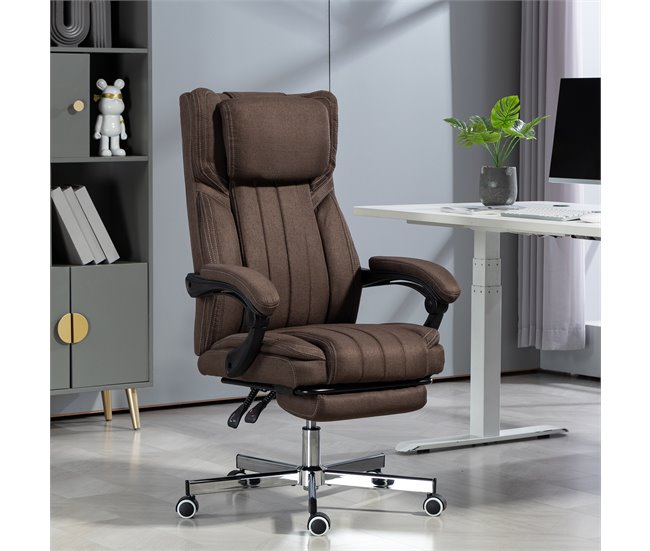 Conforama Vinsetto Silla De Masaje Con 6 Puntos De Masaje Silla De Oficina Giratoria Silla De Escritorio Reclinable Con Altura Ajustable Control Remoto Reposapiés Y Reposacabezas Marrón Oscuro