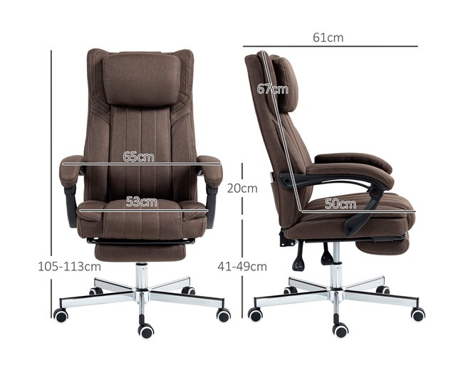 Conforama Vinsetto Silla De Masaje Con 6 Puntos De Masaje Silla De Oficina Giratoria Silla De Escritorio Reclinable Con Altura Ajustable Control Remoto Reposapiés Y Reposacabezas Marrón Oscuro