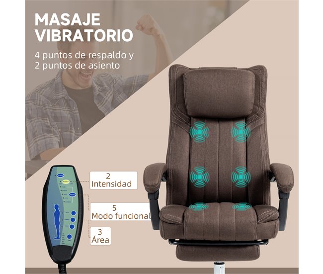 Conforama Vinsetto Silla De Masaje Con 6 Puntos De Masaje Silla De Oficina Giratoria Silla De Escritorio Reclinable Con Altura Ajustable Control Remoto Reposapiés Y Reposacabezas Marrón Oscuro