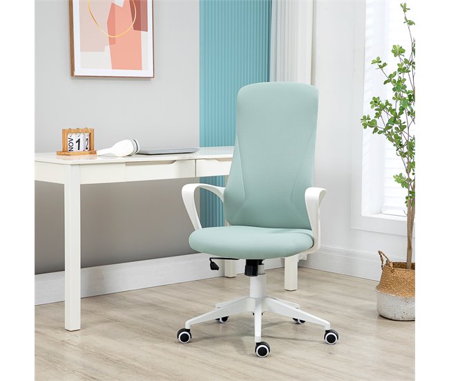 Conforama Vinsetto Silla De Oficina Giratoria Silla De Escritorio Juvenil Con Altura Ajustable Función De Basculante Reposabrazos Y Respaldo Alto 62x56x110-119 5 Cm Verde