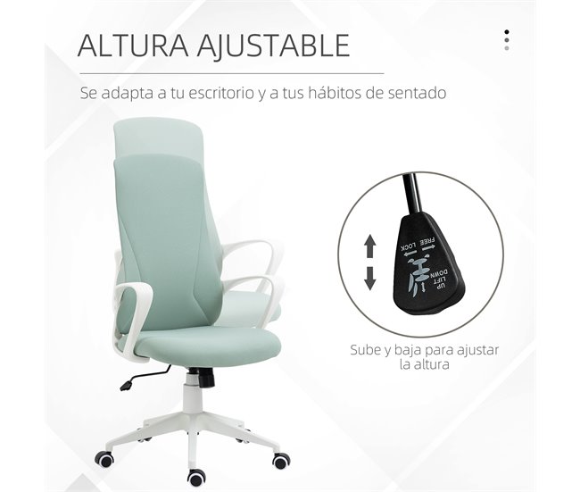 Conforama Vinsetto Silla De Oficina Giratoria Silla De Escritorio Juvenil Con Altura Ajustable Función De Basculante Reposabrazos Y Respaldo Alto 62x56x110-119 5 Cm Verde