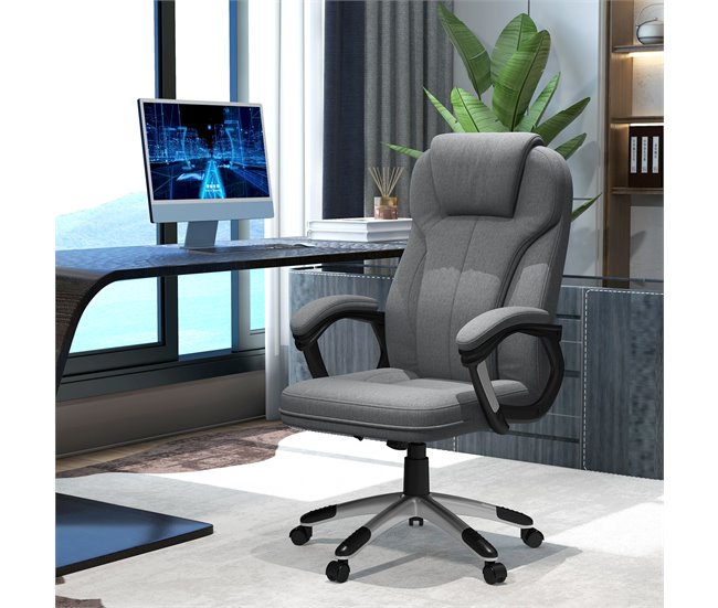 Conforama Vinsetto Silla De Oficina Silla De Escritorio Silla De Estudio Giratoria Tapizada En Tela Con Función De Basculante Altura Ajustable Reposabrazos 66x75x110-120 Cm Gris