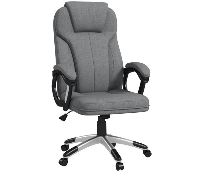 Conforama Vinsetto Silla de Oficina Silla de Escritorio Silla de Estudio Giratoria Tapizada en Tela con Función de Basculante Altura Ajustable Reposabrazos 66x75x110-120 cm Gris