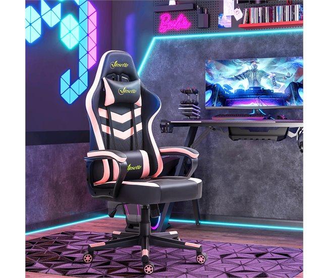 Conforama Vinsetto Silla Gaming Silla Gamer Basculante Con Altura Ajustable Giratoria Reposacabezas Y Lumbar Desmontable Silla De Oficina Estudio Rosa