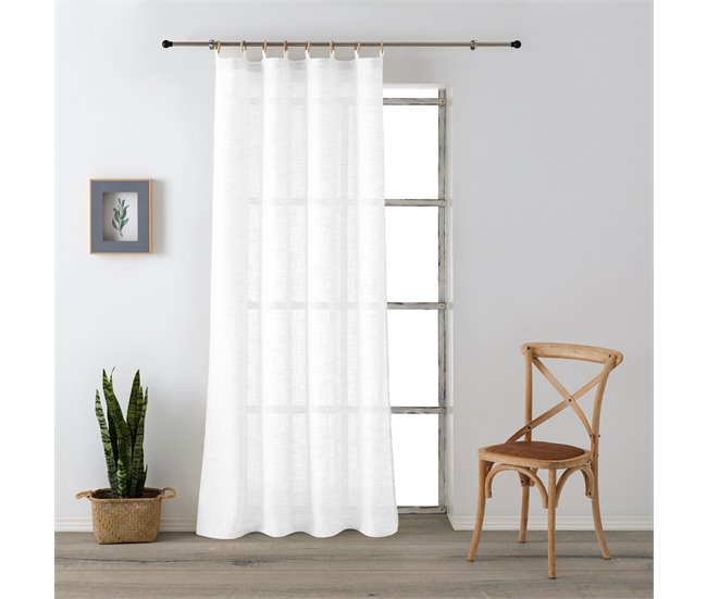Conforama Vipalia - Cortina Visillo Semitransparente Translucida. Cortinas Salon Cortinas Habitacion Cortinas Comedor Y Cortinas Dormitorio. 8 Anillas Madera. Una Pieza 140x260 Cm. Color Blanco