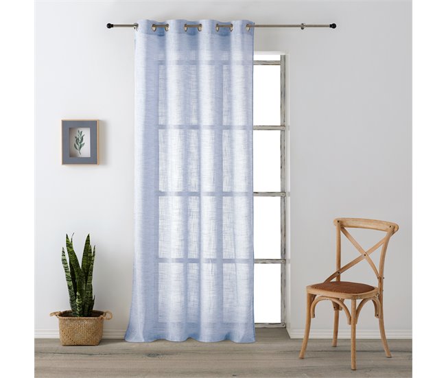 Conforama Vipalia - Cortina Visillo Semitransparente Translucida. Cortinas Salon Cortinas Habitacion Cortinas Comedor Y Cortinas Dormitorio. 10 Ojales Anillas Metal. Una Pieza 200x260 Cm. Color Azul