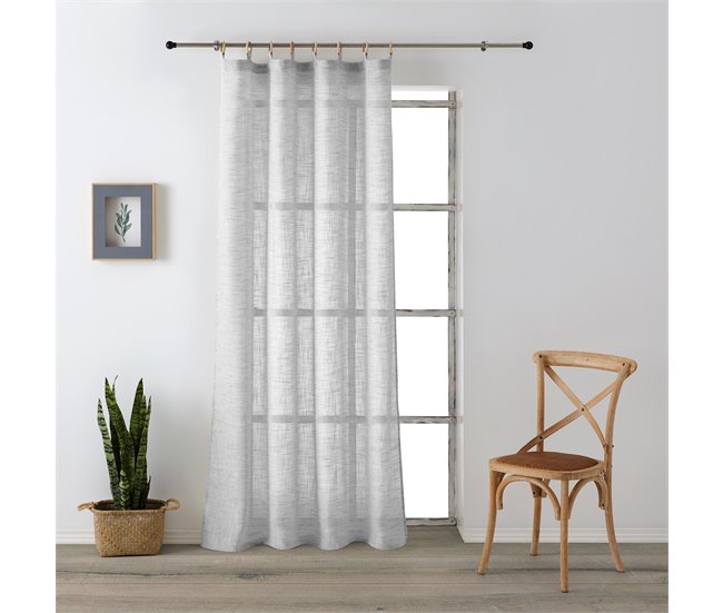 Conforama Vipalia - Cortina Visillo Semitransparente Translucida. Cortinas Salon Cortinas Habitacion Cortinas Comedor Y Cortinas Dormitorio. 8 Anillas Madera. Una Pieza 140x260 Cm. Color Gris