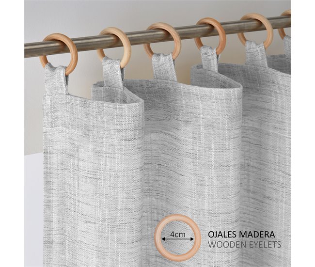 Conforama Vipalia - Cortina Visillo Semitransparente Translucida. Cortinas Salon Cortinas Habitacion Cortinas Comedor Y Cortinas Dormitorio. 8 Anillas Madera. Una Pieza 140x260 Cm. Color Gris
