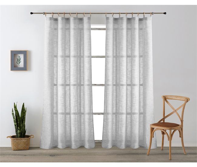 Conforama Vipalia - Cortina Visillo Semitransparente Translucida. Cortinas Salon Cortinas Habitacion Cortinas Comedor Y Cortinas Dormitorio. 8 Anillas Madera. Una Pieza 140x260 Cm. Color Gris