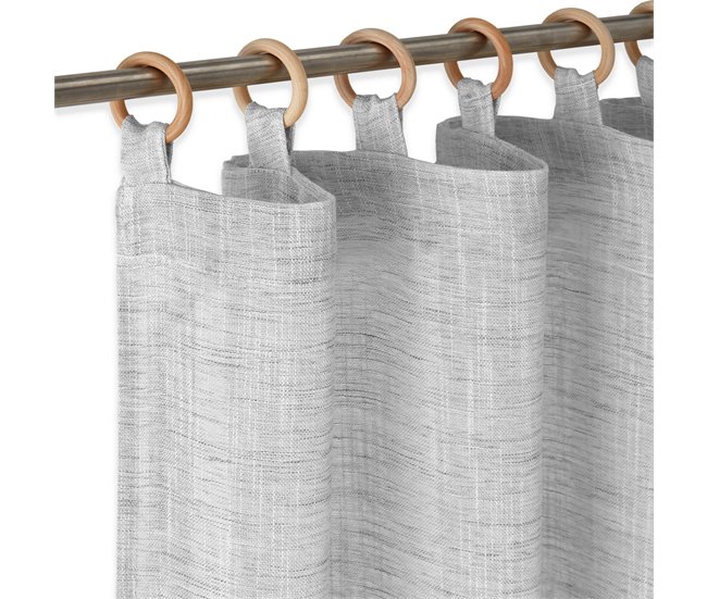 Conforama Vipalia - Cortina Visillo Semitransparente Translucida. Cortinas Salon Cortinas Habitacion Cortinas Comedor y Cortinas Dormitorio. 8 Anillas Madera. Una Pieza 140x260 cm. Color Gris