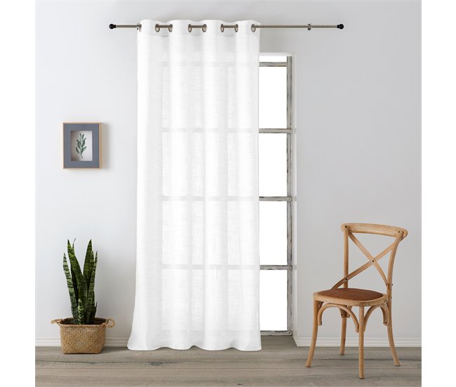 Conforama Vipalia - Cortina Visillo Semitransparente Translucida. Cortinas Salon Cortinas Habitacion Cortinas Comedor Y Cortinas Dormitorio. 8 Ojales Anillas Metal. Una Pieza 140x260 Cm. Color Blanco