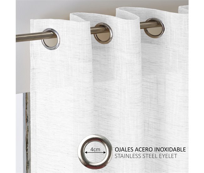 Conforama Vipalia - Cortina Visillo Semitransparente Translucida. Cortinas Salon Cortinas Habitacion Cortinas Comedor Y Cortinas Dormitorio. 8 Ojales Anillas Metal. Una Pieza 140x260 Cm. Color Blanco