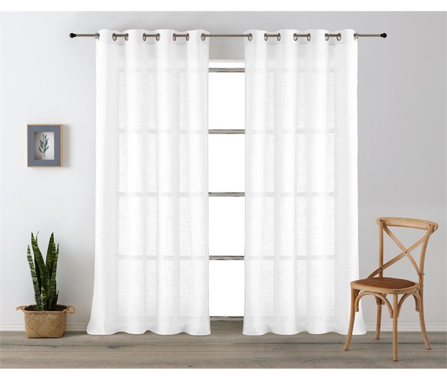 Conforama Vipalia - Cortina Visillo Semitransparente Translucida. Cortinas Salon Cortinas Habitacion Cortinas Comedor Y Cortinas Dormitorio. 8 Ojales Anillas Metal. Una Pieza 140x260 Cm. Color Blanco