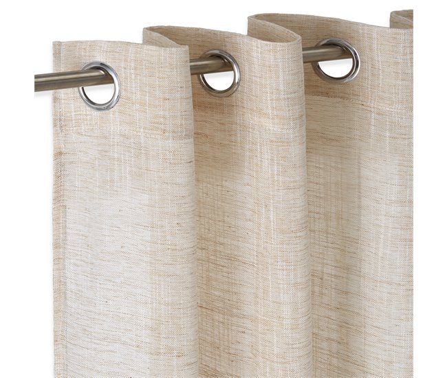Conforama Vipalia - Cortina Visillo Semitransparente Translucida. Cortinas Salon Cortinas Habitacion Cortinas Comedor y Cortinas Dormitorio. 8 Ojales Anillas Metal. Una Pieza 140x260 cm. Color Beige