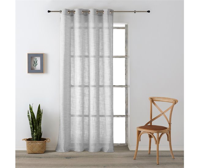 Conforama Vipalia - Cortina Visillo Semitransparente Translucida. Cortinas Salon Cortinas Habitacion Cortinas Comedor Y Cortinas Dormitorio. 8 Ojales Anillas Metal. Una Pieza 140x260 Cm. Color Gris