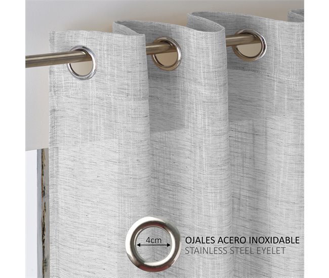 Conforama Vipalia - Cortina Visillo Semitransparente Translucida. Cortinas Salon Cortinas Habitacion Cortinas Comedor Y Cortinas Dormitorio. 8 Ojales Anillas Metal. Una Pieza 140x260 Cm. Color Gris