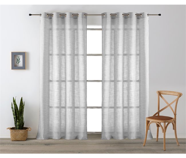Conforama Vipalia - Cortina Visillo Semitransparente Translucida. Cortinas Salon Cortinas Habitacion Cortinas Comedor Y Cortinas Dormitorio. 8 Ojales Anillas Metal. Una Pieza 140x260 Cm. Color Gris