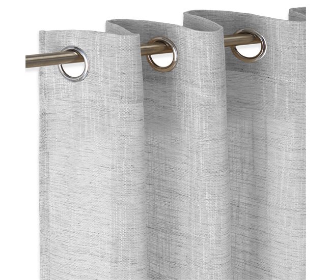 Conforama Vipalia - Cortina Visillo Semitransparente Translucida. Cortinas Salon Cortinas Habitacion Cortinas Comedor y Cortinas Dormitorio. 8 Ojales Anillas Metal. Una Pieza 140x260 cm. Color Gris