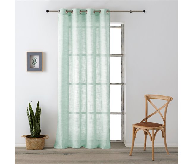 Conforama Vipalia - Cortina Visillo Semitransparente Translucida. Cortinas Salon Cortinas Habitacion Cortinas Comedor Y Cortinas Dormitorio. 10 Ojales Anillas Metal. Una Pieza 200x260 Cm. Color Agua Marina
