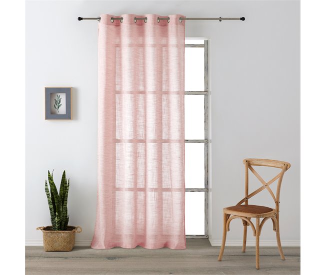 Conforama Vipalia - Cortina Visillo Semitransparente Translucida. Cortinas Salon Cortinas Habitacion Cortinas Comedor Y Cortinas Dormitorio. 8 Ojales Anillas Metal. Una Pieza 140x260 Cm. Color Rosa