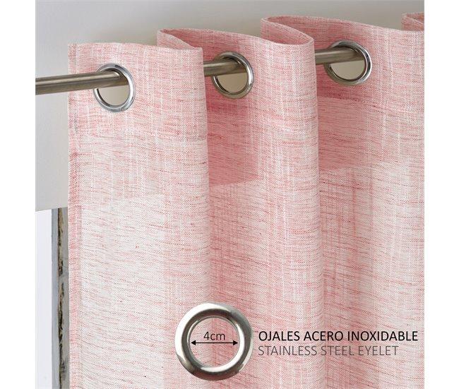 Conforama Vipalia - Cortina Visillo Semitransparente Translucida. Cortinas Salon Cortinas Habitacion Cortinas Comedor Y Cortinas Dormitorio. 8 Ojales Anillas Metal. Una Pieza 140x260 Cm. Color Rosa