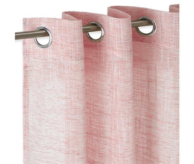 Conforama Vipalia - Cortina Visillo Semitransparente Translucida. Cortinas Salon Cortinas Habitacion Cortinas Comedor y Cortinas Dormitorio. 8 Ojales Anillas Metal. Una Pieza 140x260 cm. Color Rosa