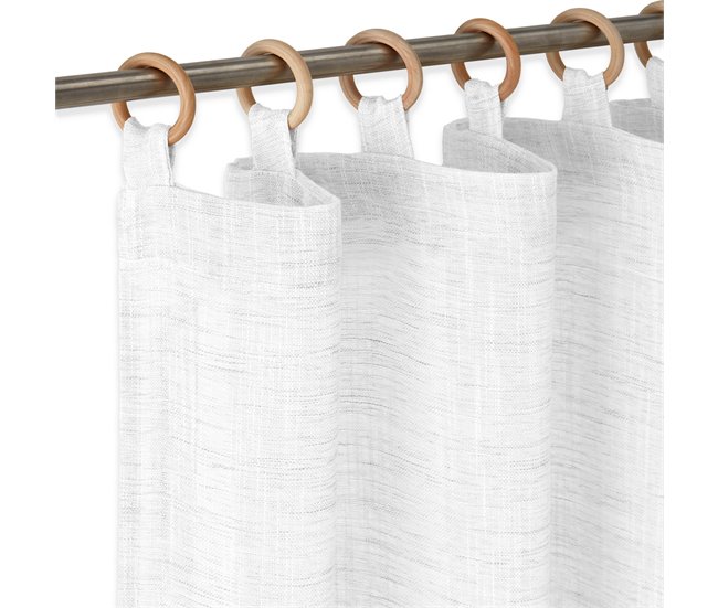 Conforama Vipalia - Cortina Visillo Semitransparente Translucida. Cortinas Salon Cortinas Habitacion Cortinas Comedor y Cortinas Dormitorio. 8 Anillas Madera. Una Pieza 140x260 cm. Color Blanco