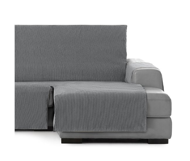 Conforama Vipalia Funda Cubre Sofa Chaise Longue Liso. Funda De Sofa Chaise Longue Brazo Derecho Chenilla. Protector Antimanchas Ajustable. Color Gris. Chaise Corto Derecha 240 Cm (Visto De Frente)