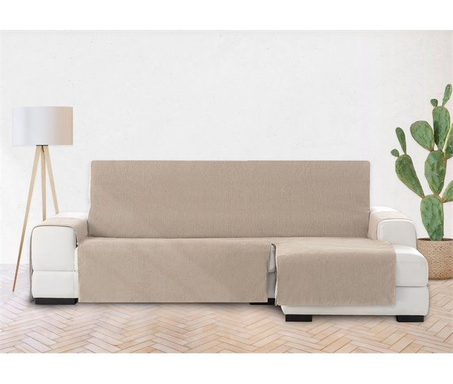 Conforama Vipalia Funda Cubre Sofa Chaise Longue Liso. Funda De Sofa Chaise Longue Brazo Derecho Chenilla. Protector Antimanchas Ajustable. Color Beige. Chaise Corto Derecha 240 Cm (Visto De Frente)