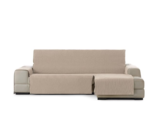 Conforama Vipalia Funda Cubre Sofa Chaise Longue Liso. Funda de Sofa Chaise longue brazo derecho Chenilla. Protector Antimanchas Ajustable. Color Beige. Chaise Corto Derecha 240 cm (Visto de Frente)