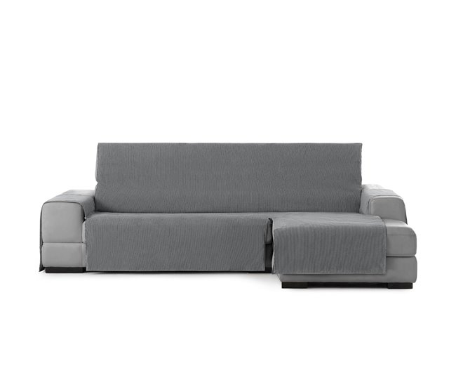 Conforama Vipalia Funda Cubre Sofa Chaise Longue Liso. Funda De Sofa Chaise Longue Brazo Derecho Chenilla. Protector Antimanchas Ajustable. Color Gris. Chaise Corto Derecha 240 Cm (Visto De Frente)