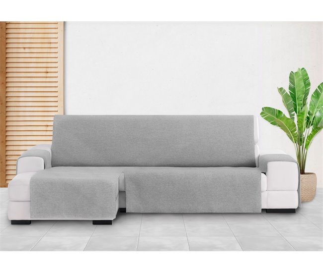 Conforama Vipalia Funda Cubre Sofa Chaise Longue Liso. Protector Para Sofas Chaise Longue Brisa Izquierdo. Fundas Para Sofa Protector Mascotas. Color Gris Chaise Longue Izquierda 240 Cm (Visto De Frente)