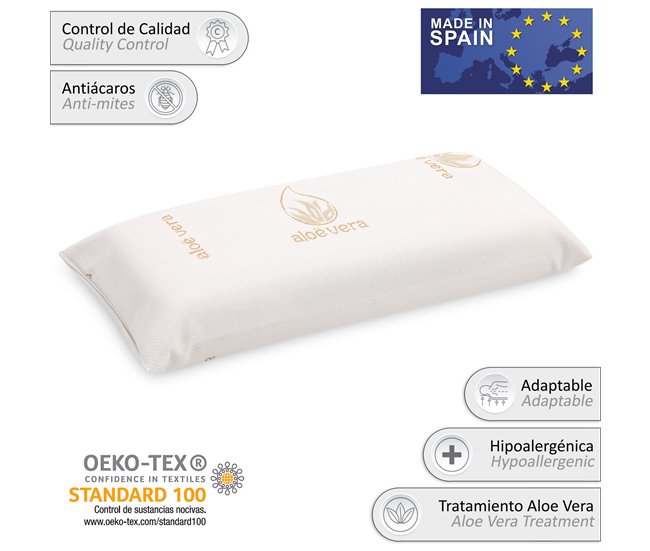 Conforama Vipalia Pack 2 Almohadas Viscoelasticas Compactas. Comodas Transpirables. Exterior Tejido 3D. Con Cremallera. Lavables. Firmeza Media. Confortables Y Adaptables. Calidad. 2x75 Cm