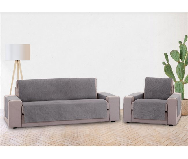Conforama Vipalia Protector Funda Para Sofa Ajustable. CubreSofas Adaptables. Funda Sofa 3 Plazas Antimanchas Chenilla Lisa. Color Gris. Cubre Sofa 3 Plazas (155 Cm). Para Sofas De 155 A 185 Cm