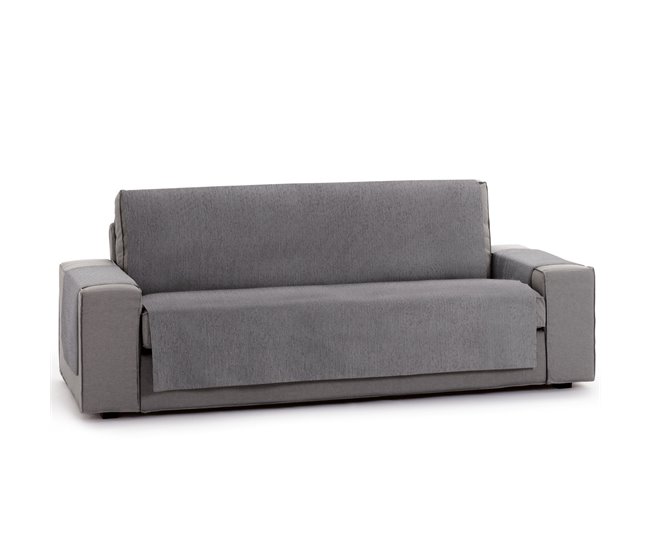 Conforama Vipalia Protector Funda para Sofa Ajustable. CubreSofas adaptables. Funda Sofa 3 Plazas Antimanchas Chenilla Lisa. Color Gris. Cubre Sofa 3 Plazas (155 cm). Para Sofas de 155 a 185 cm