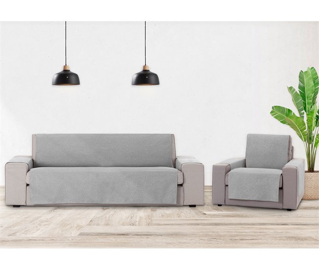 Conforama Vipalia Protector Funda Sillon Relax. Cubre Sofa 1 Plaza. Cubre Sillon Reclinable Liso Algodon. Fundas Para Sofa Brisa. Color Gris. Cubre Sofa 1 Plaza/Relax 55 Cm. Para Sofas De 60 A 110 Cm
