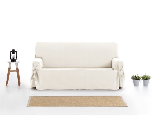 Conforama Vipalia Protector Funda Sofa Lazos. Cubresofa 3 Plazas. Fundas Para Sofa Loneta Lisa Algodon. Facil Montaje. Funda Diseño Royale Lazos. Color Marfil. 3 Plazas. Para Sofas De 180 A 230 Cm